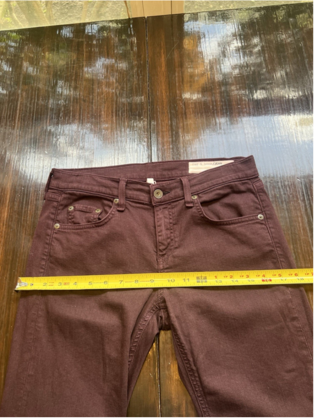 RAG & BONE Jeans Burgundy Slim Fit Boyfriend Stretch Modern Women’s Size 26 - Picture 10 of 15